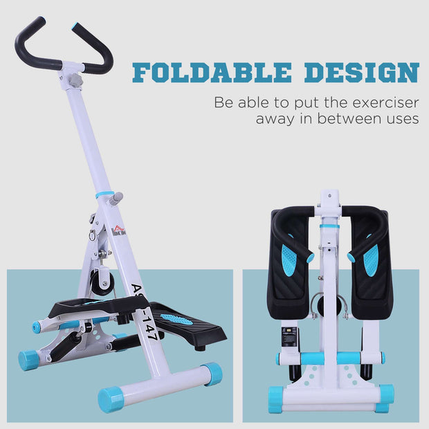 HOMCOM Foldable Stepper with Handle Bars - Compact Cardio Workout Machine